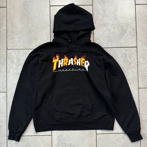 Thrasher Other - Thrasher Magazine Skater Flame Logo Black Pullover Hoodie Mens Size Medium